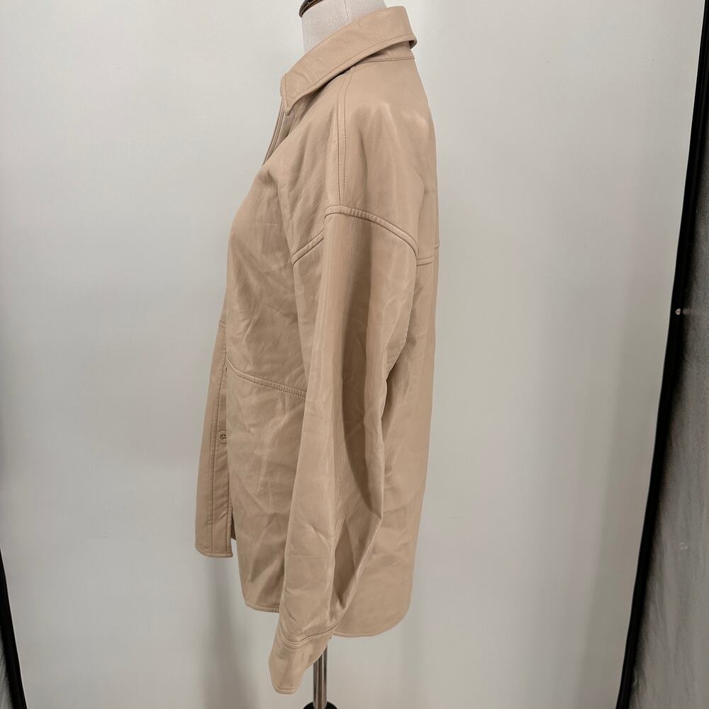 Babaton Cream Pelli Vegan Leather Shirt Jacket Shacket Size 2XS - Picture 4 of 7